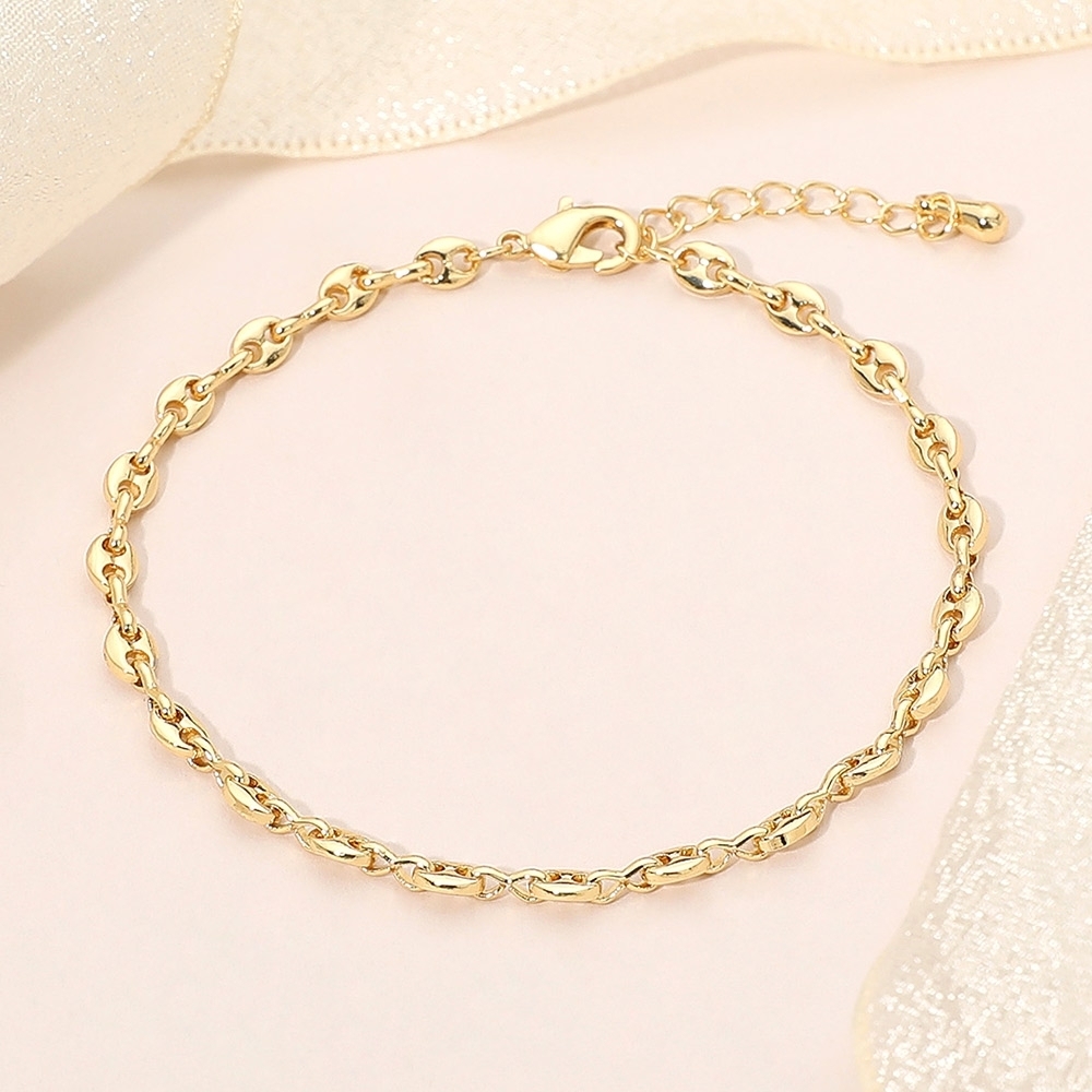 18K Gold Dipped Casual Mariner Link Chain Bracelet Simple Everyday Jewelry